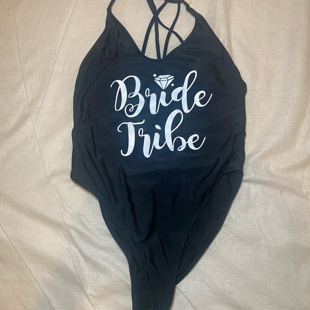 Bride Tribe Black One-Piece Swimsuit